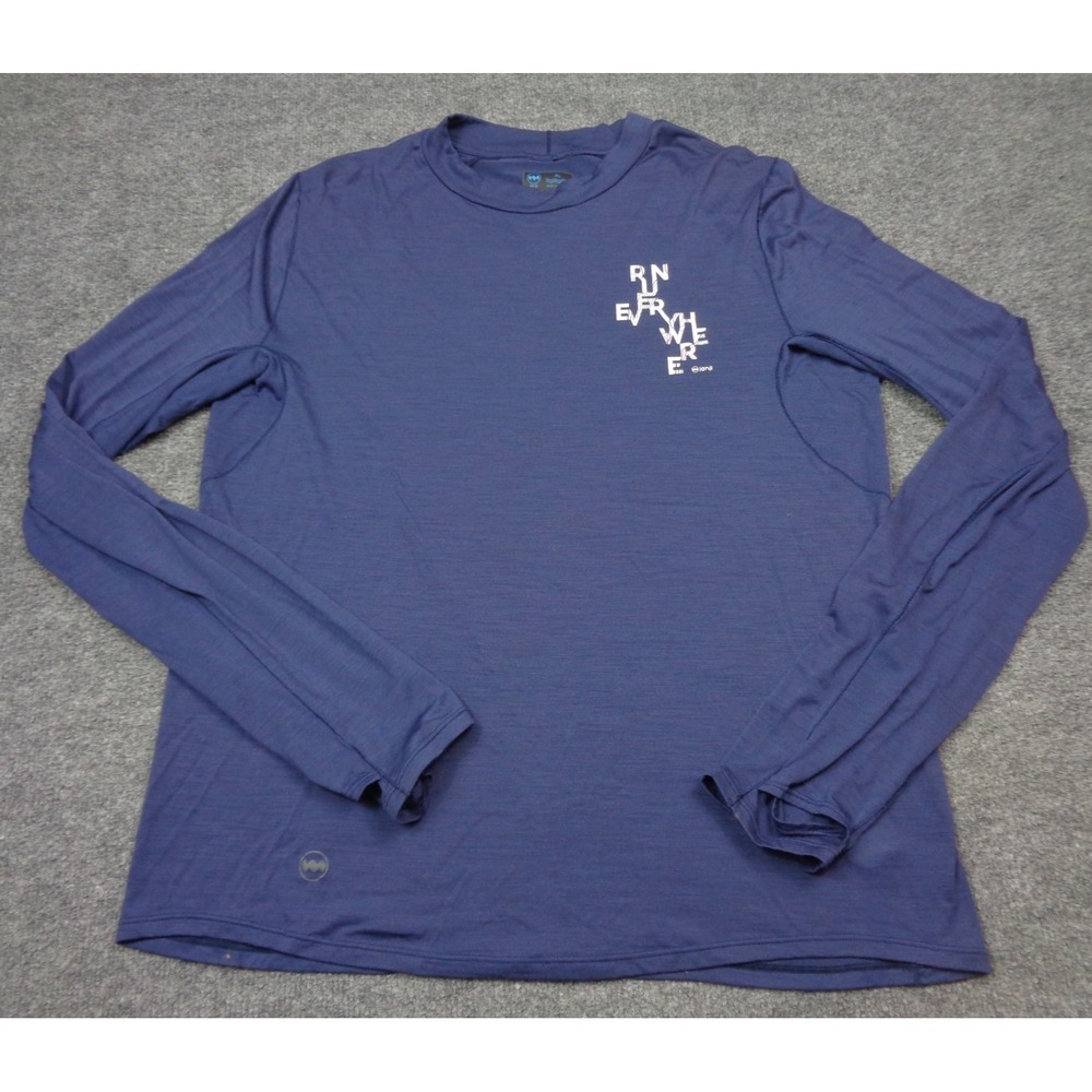 Janji Repeat Merino Shirt Mens XL Blue Long Sleeve Activewear Thumbholes Wool